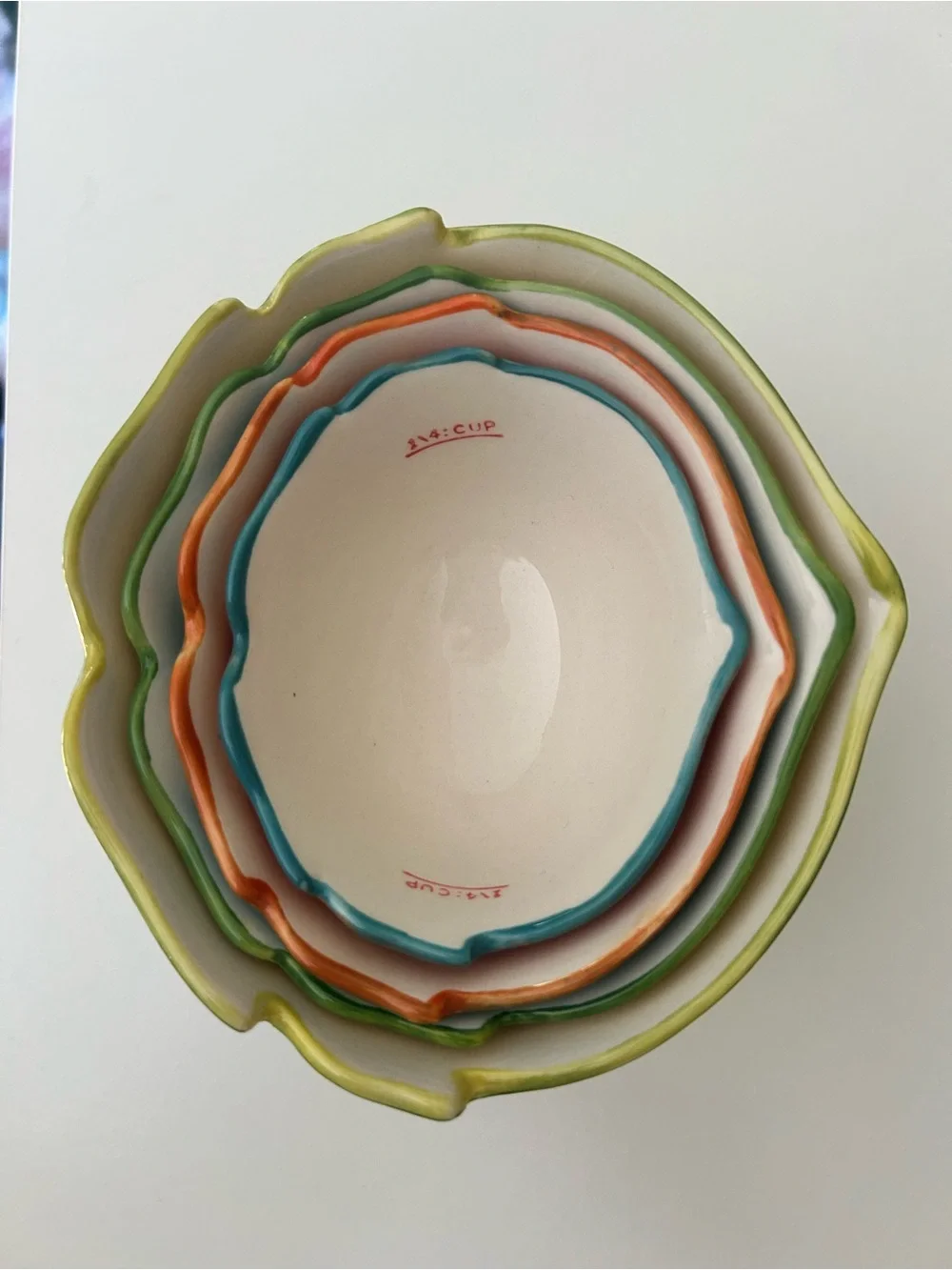 Pier 1 Owl Nesting Ceramic Measuring Cups Set of 4 Multicolor Bowls